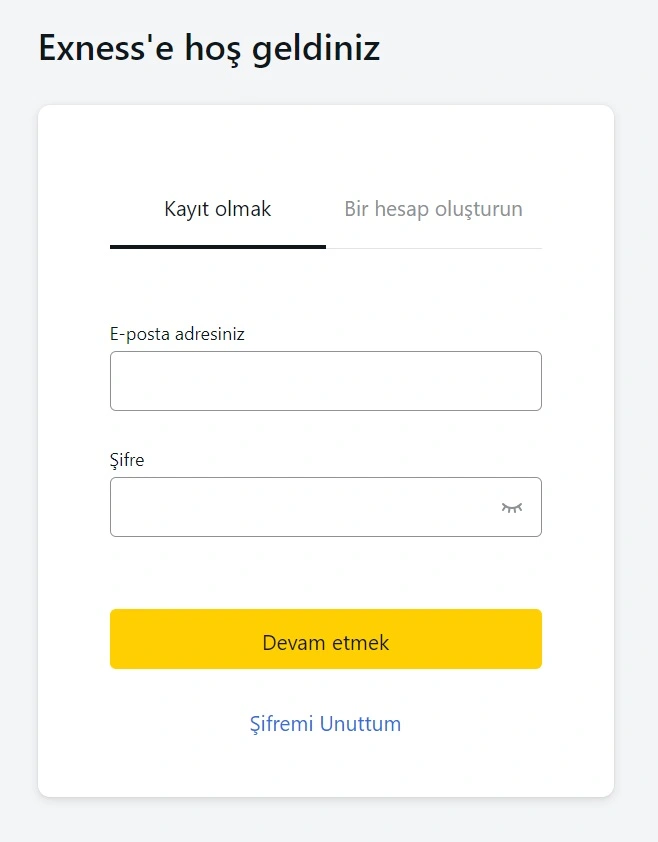 Exness'e Giriş Yapın